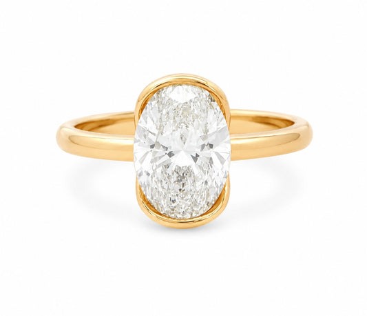Oval Lab-Grown Diamond Half-Bezel Ring