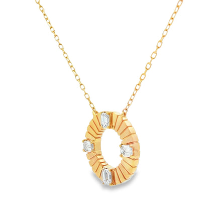 1/2 CT TW. Emerald-Cut Diamond Circle Pendant Necklace