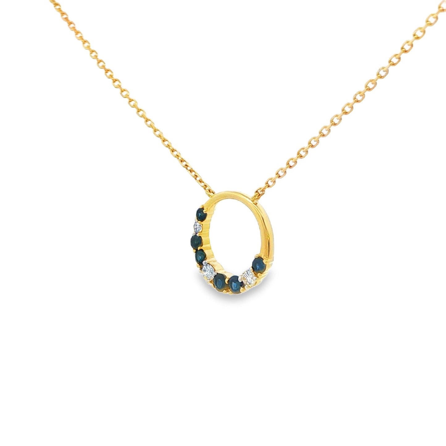 1/2 CT TW. Blue Sapphire and Diamond Pendant Necklace