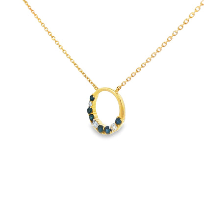 1/2 CT TW. Blue Sapphire and Diamond Pendant Necklace