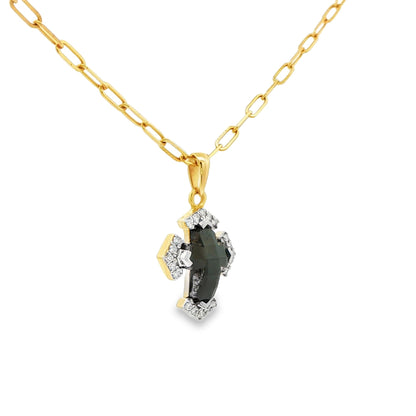2-3/5 CT TW. Natural Salt-and-Pepper Diamond Cross Pendant