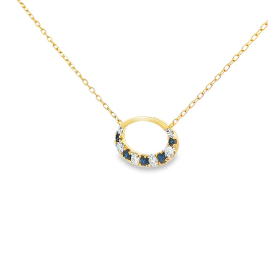 Blue Sapphire & Diamond Pendant Necklace