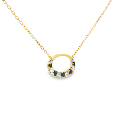 2/5 CT TW. Blue Sapphire & Diamond Pendant Necklace