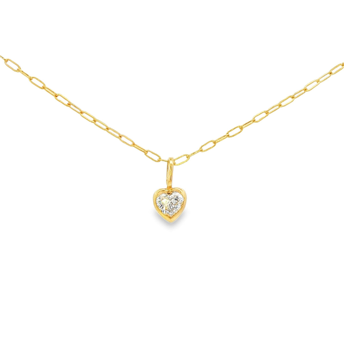 14K Yellow Gold Heart Bezel Necklace