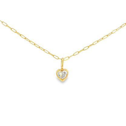 14K Yellow Gold Heart Bezel Necklace