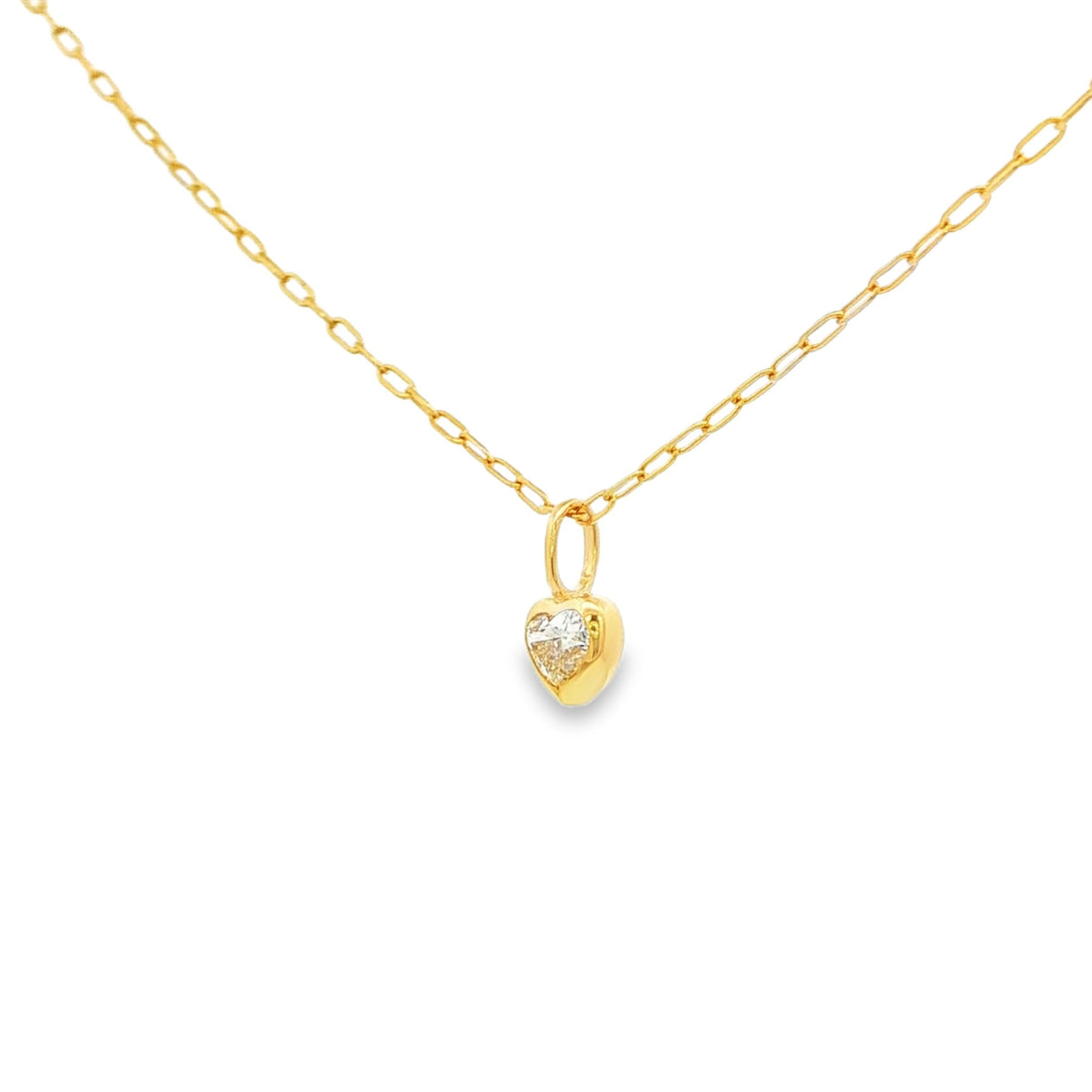 14K Yellow Gold Heart Bezel Necklace