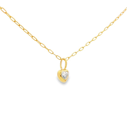 14K Yellow Gold Heart Bezel Necklace