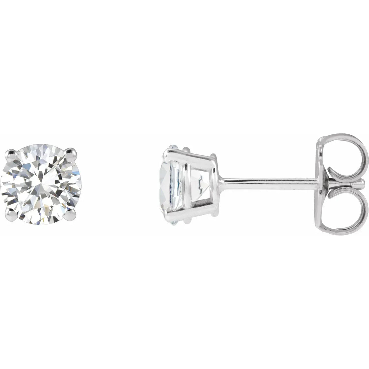 14K White Gold 3/4 CT TW Round Lab-Grown Diamond Stud Earrings