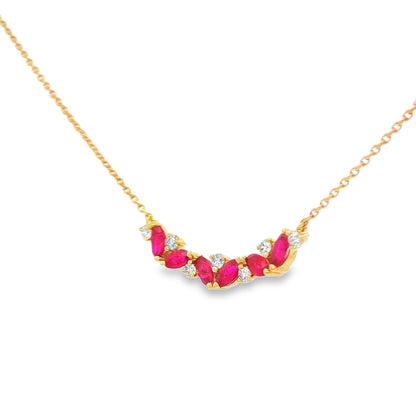 Ruby and Diamond Marquise Necklace