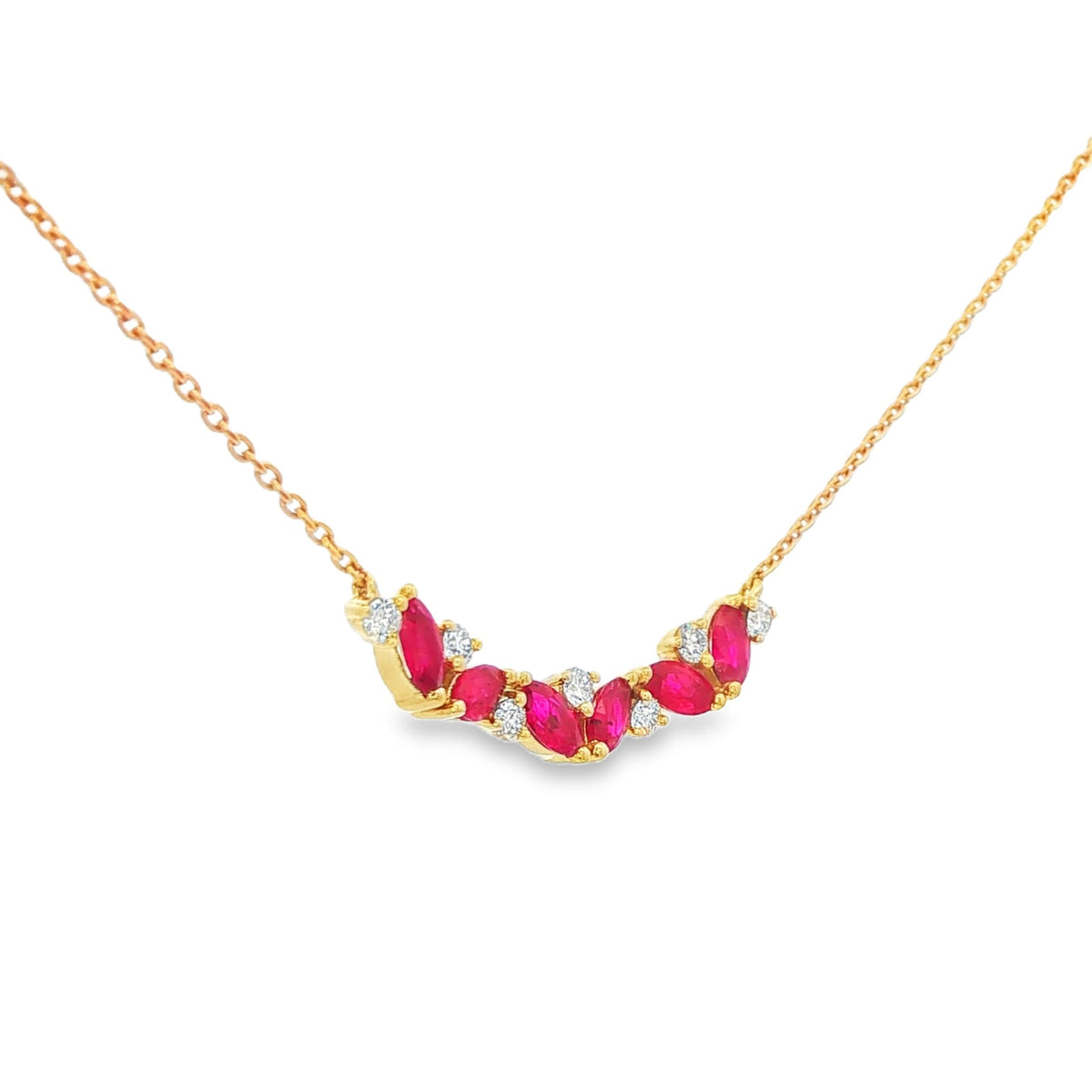 Ruby and Diamond Marquise Necklace