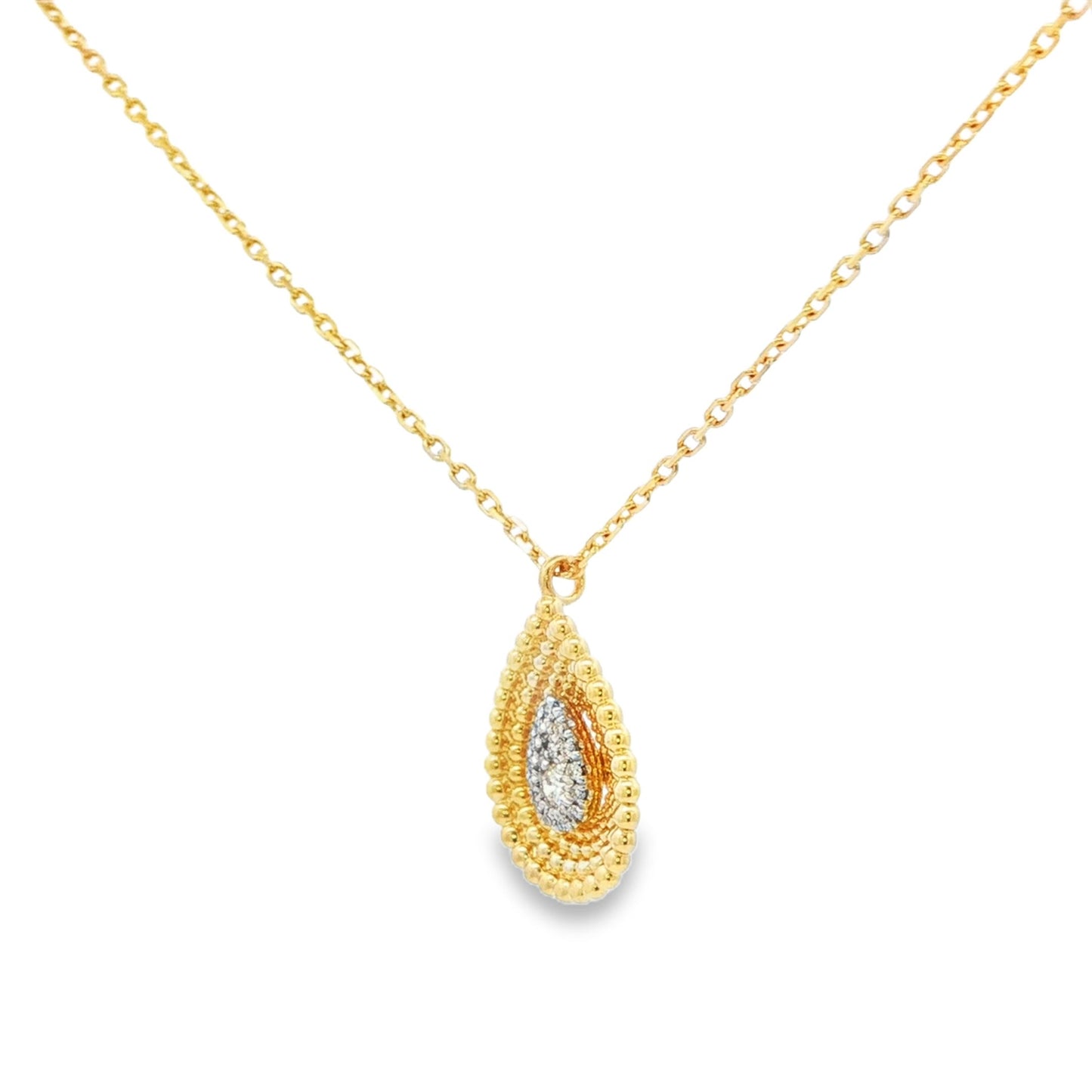 1/10 CT TW. Pear Diamond Basket Weave Pendant