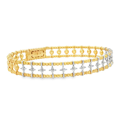 2/5 CT TW. Two-Tone Diamond Bead Bangle Bracelet