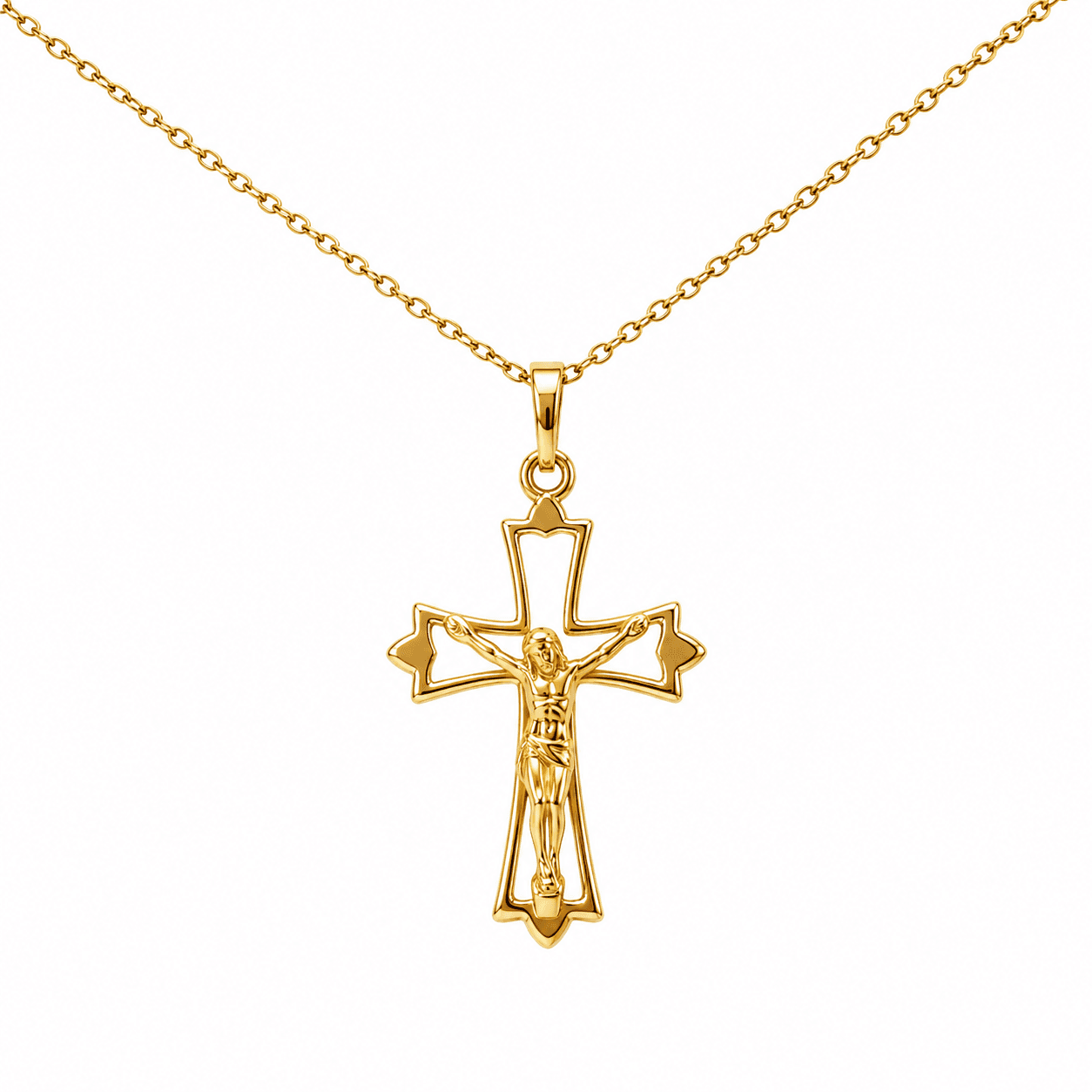 Adjustable Cable Link Chain with Crucifix