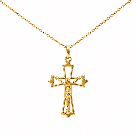 Adjustable Cable Link Chain with Crucifix