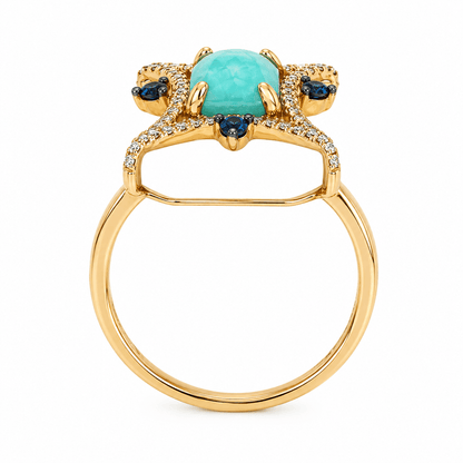 Amazonite, Sapphire and Diamond Ring