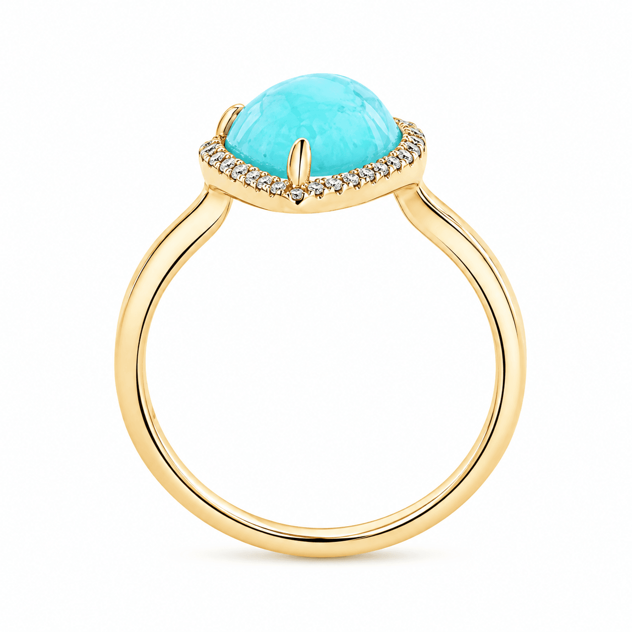 Amazonite and Diamond Halo Ring