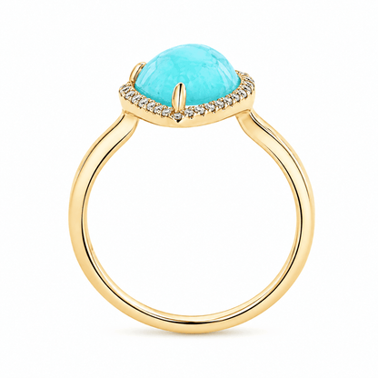 Amazonite and Diamond Halo Ring