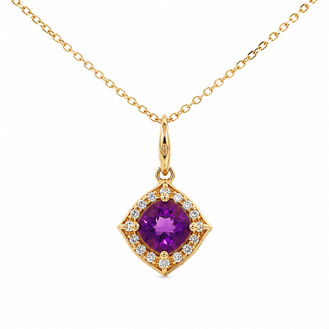 Amethyst and Diamond Pendant Necklace