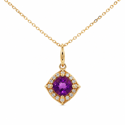 Amethyst and Diamond Pendant Necklace