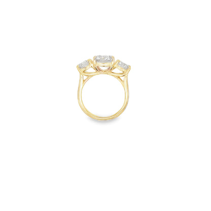 14K YG THREE STONE DIA ENGAGEMENT RING