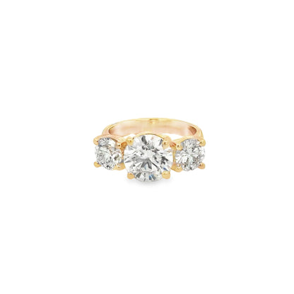 14K YG THREE STONE DIA ENGAGEMENT RING