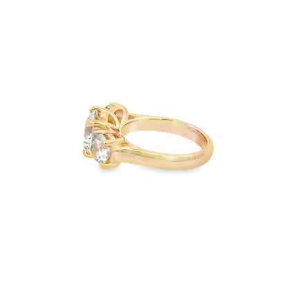 14K YG THREE STONE DIA ENGAGEMENT RING