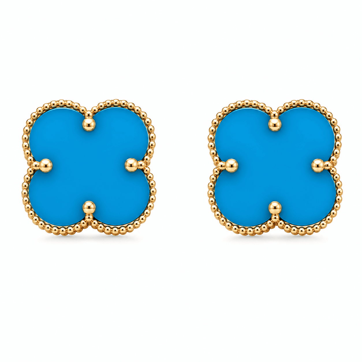 Blue Clover Stud Earrings