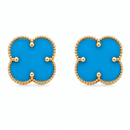 Blue Clover Stud Earrings