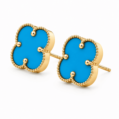 Blue Clover Stud Earrings
