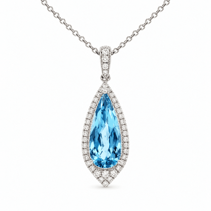 Blue Topaz and Diamond Pendant Necklace