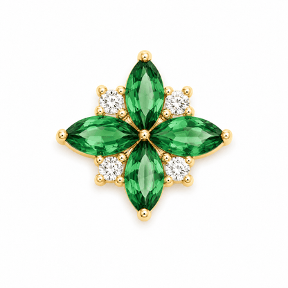 Emerald Flower Stud Earrings