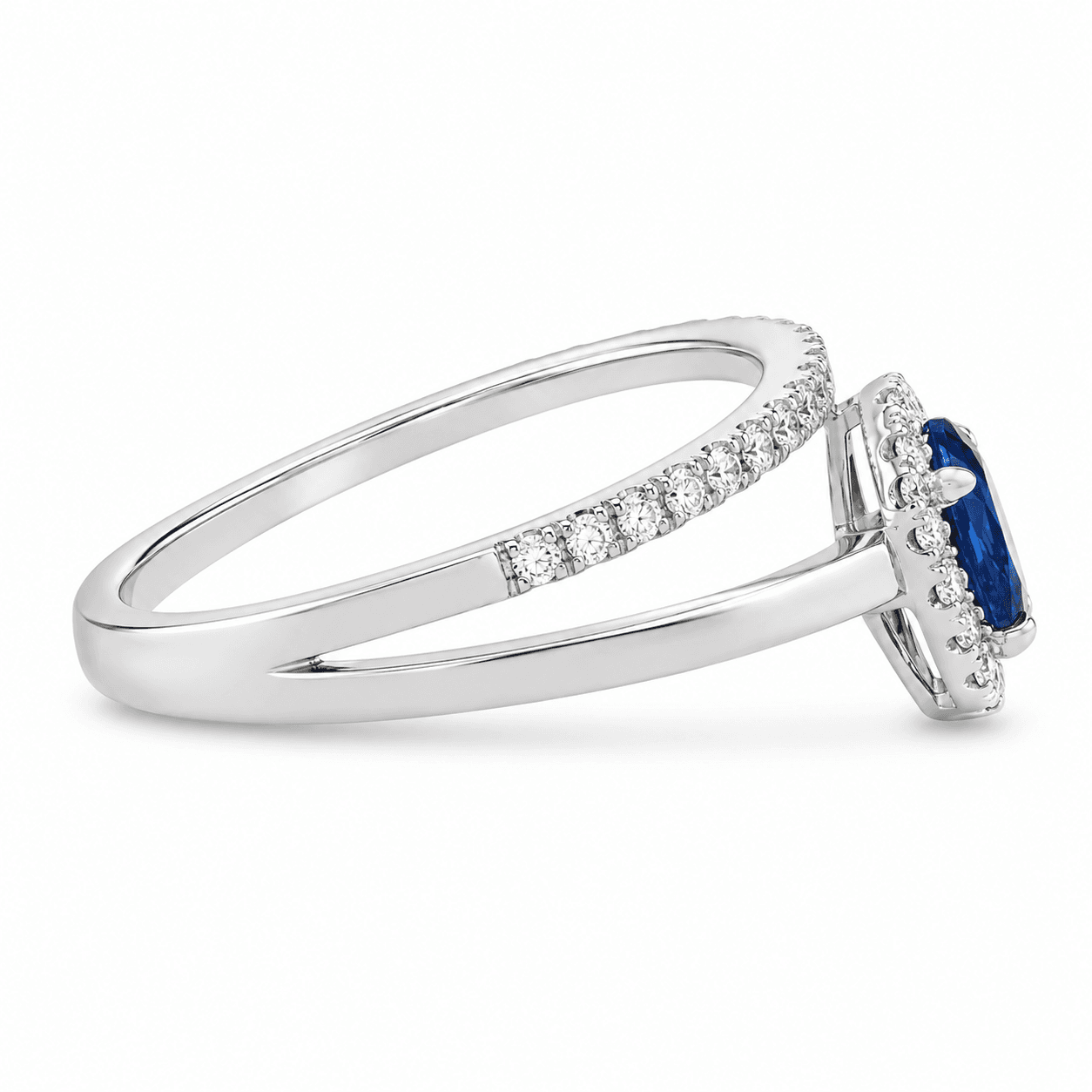 Pear Sapphire Halo Ring