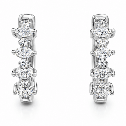 Diamond Marquise and Round Huggie Earrings
