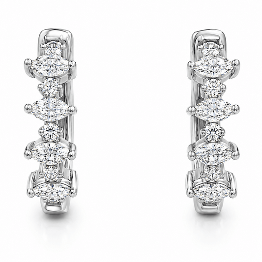 Diamond Marquise and Round Huggie Earrings