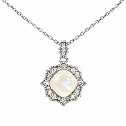 Opal and Diamond Halo Necklace