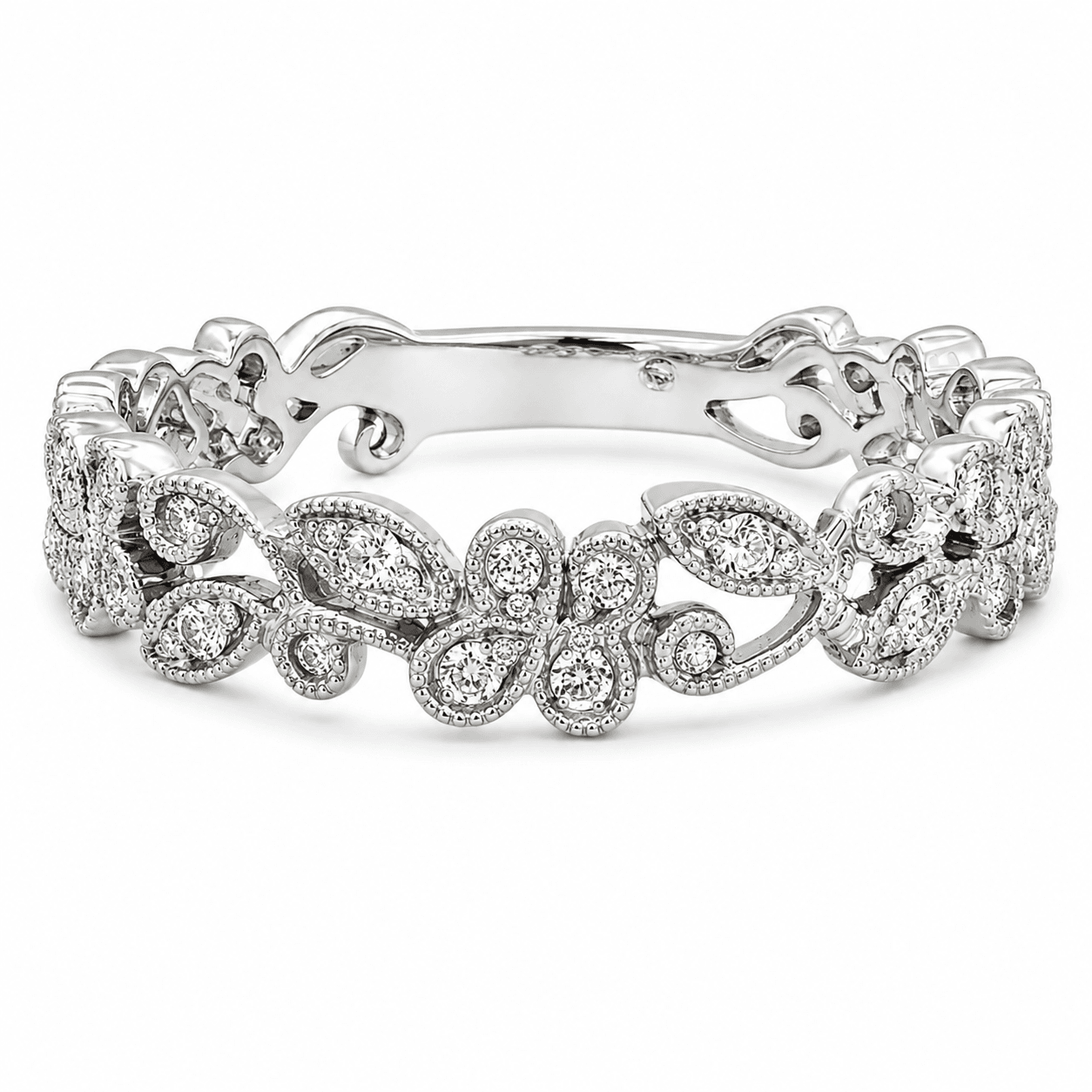 Diamond Floral Wedding Band