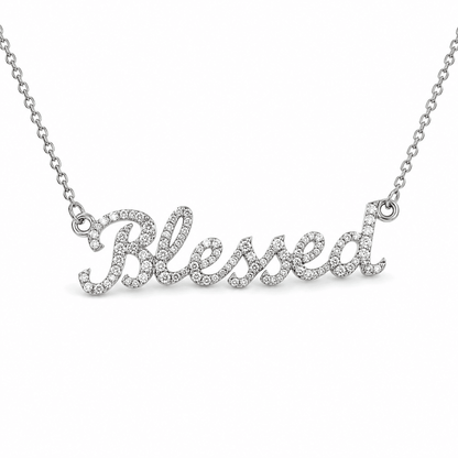 Blessed Diamond Nameplate Necklace