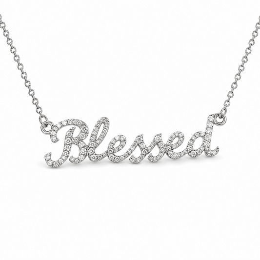 Blessed Diamond Nameplate Necklace