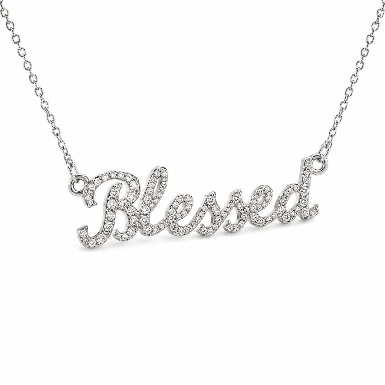 Blessed Diamond Nameplate Necklace