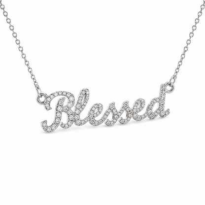 Blessed Diamond Nameplate Necklace