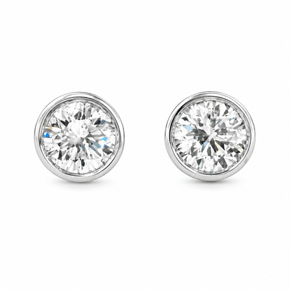 Round Lab-Grown Diamond Bezel Stud Earrings