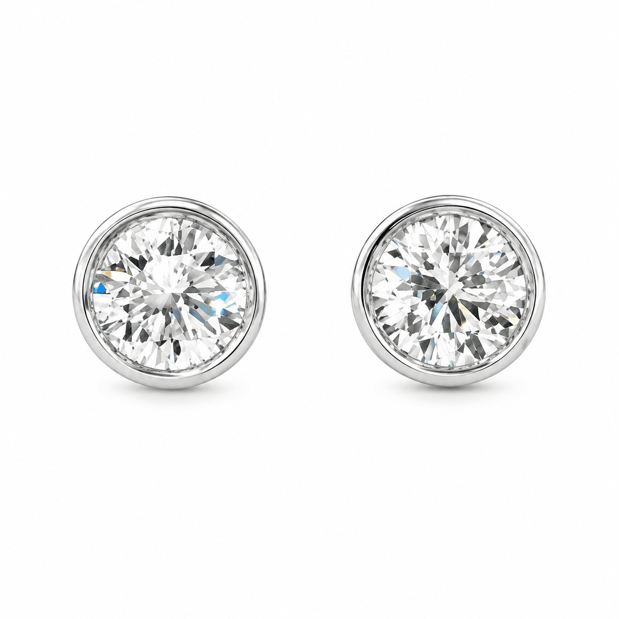 Round Lab-Grown Diamond Bezel Stud Earrings