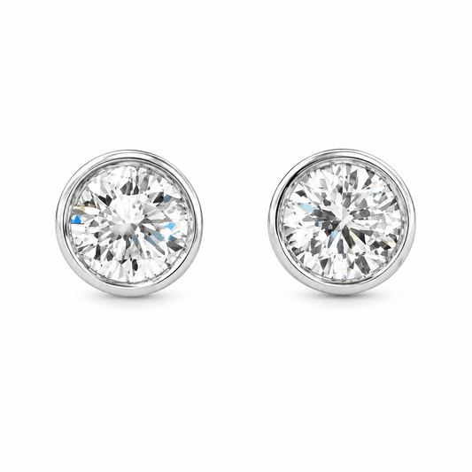 Round Lab-Grown Diamond Bezel Stud Earrings