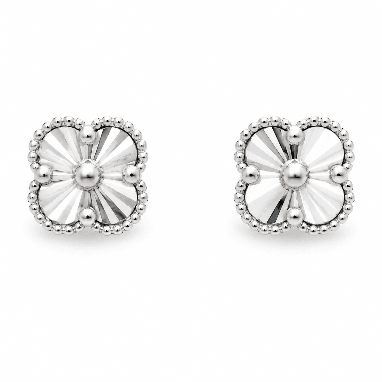 Diamond-Cut Clover Stud Earrings