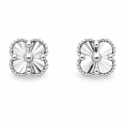 Diamond-Cut Clover Stud Earrings