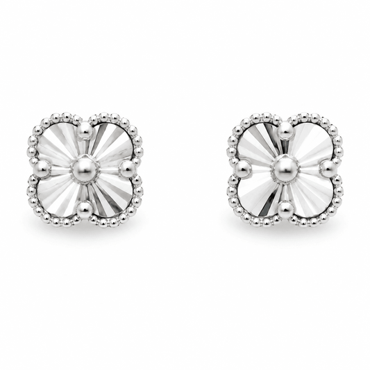 Diamond-Cut Clover Stud Earrings