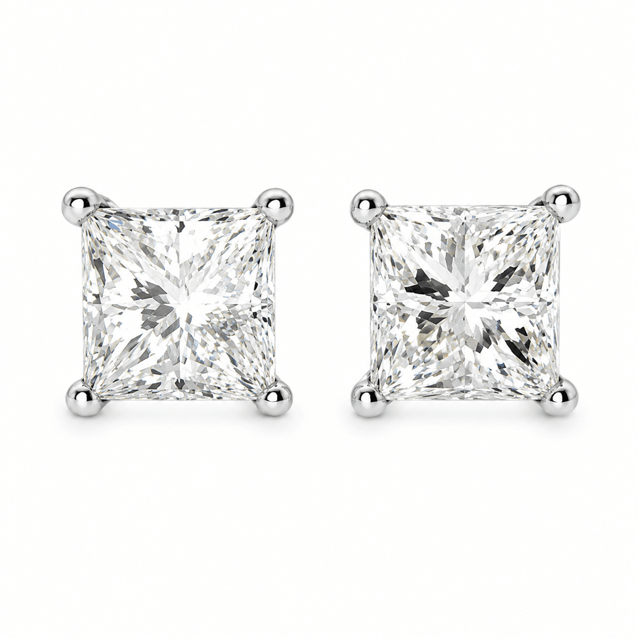 Princess-Cut Diamond Stud Earrings