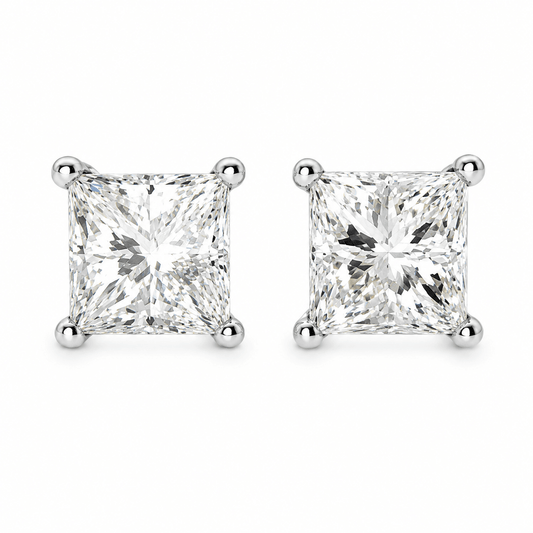 Princess-Cut Diamond Stud Earrings