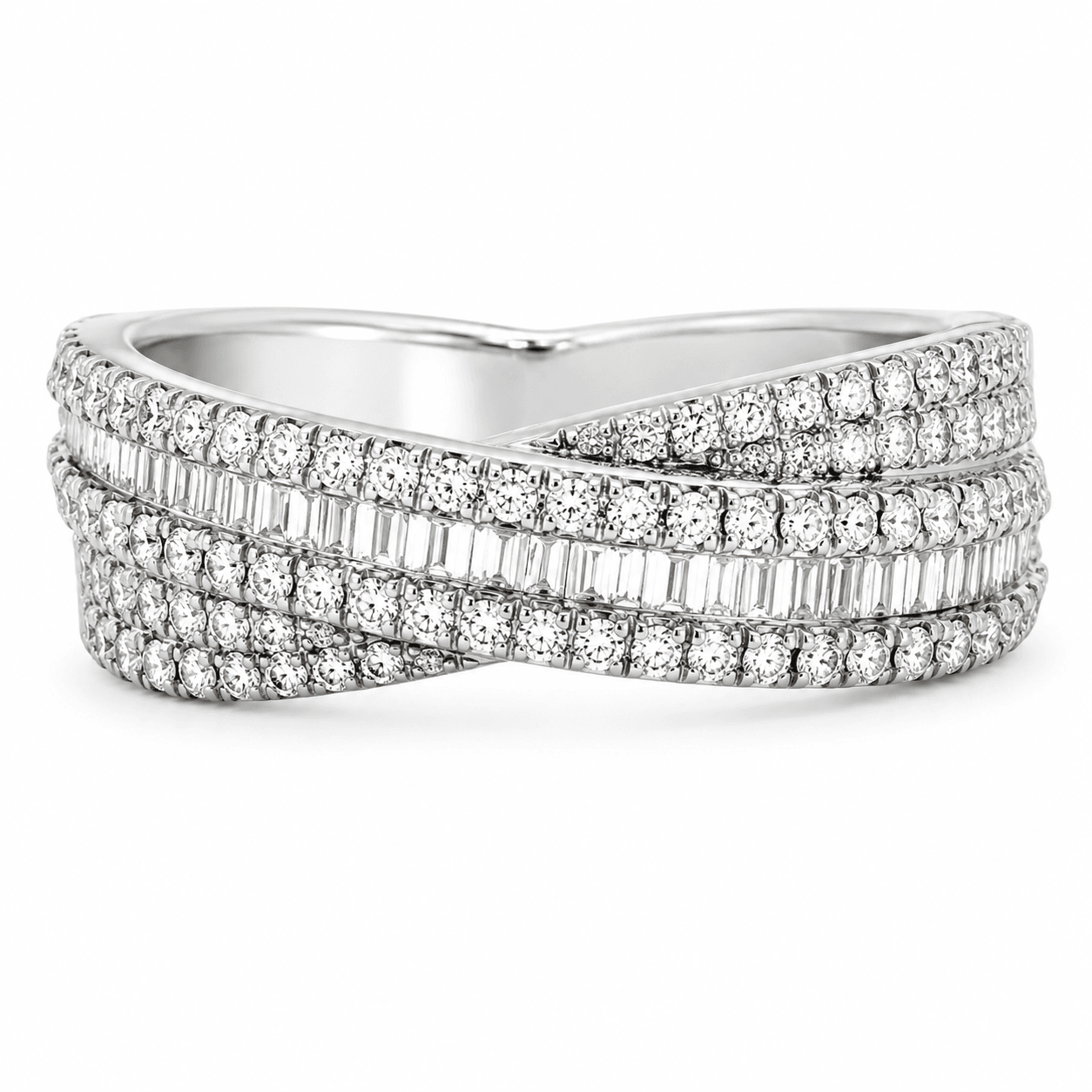 Diamond Baguette Twist Fashion Ring