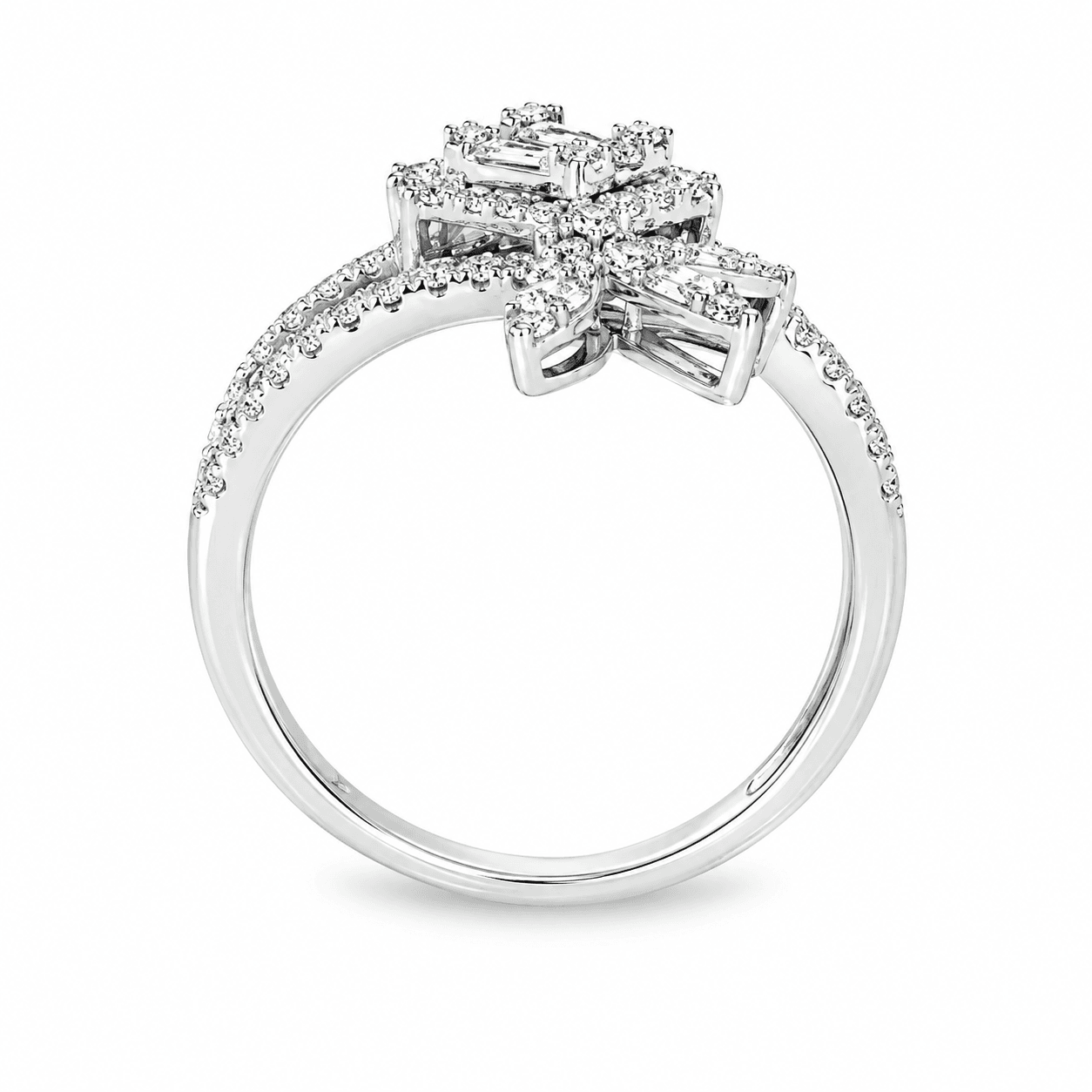 Princess-Cut Diamond Halo Swirl Ring
